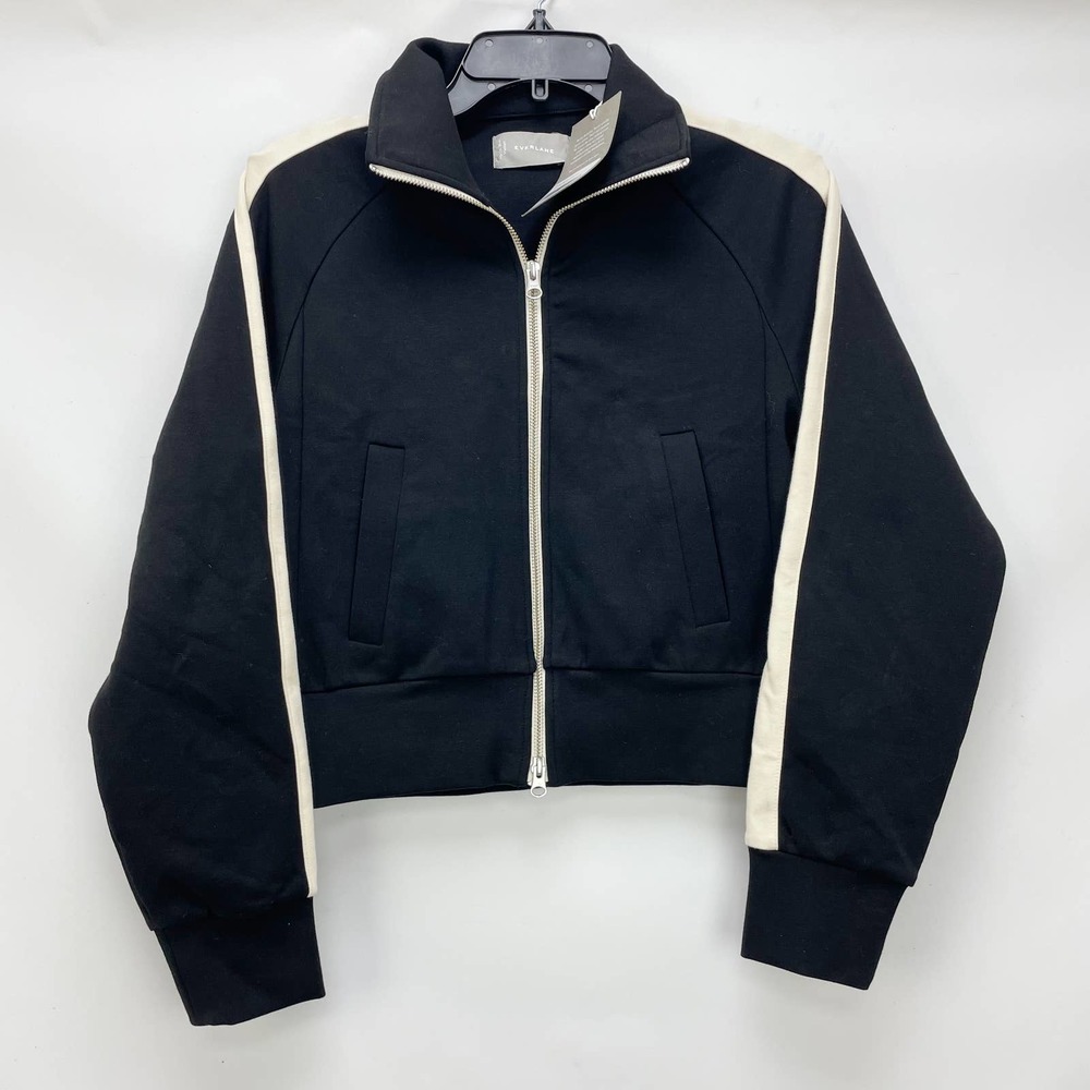 Everlane Womens Dream Track Jacket XL Black White Stripe Full Zip NWT
